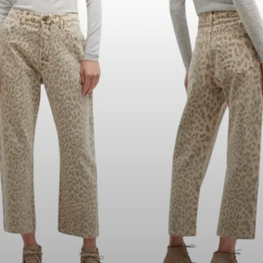 THE GREAT. Wayne Jean. Leopard Print Ankle Jeans in Tan. NEW WITH TAGS. Size 27.